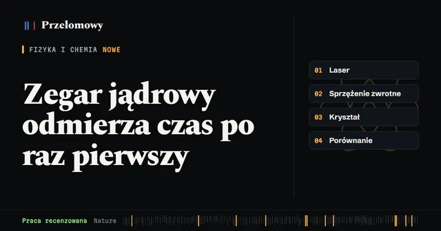 Pierwsze zegary jądrowe z toru-229 działają: niestabilność zbliża się do 10⁻¹⁵ po dobie